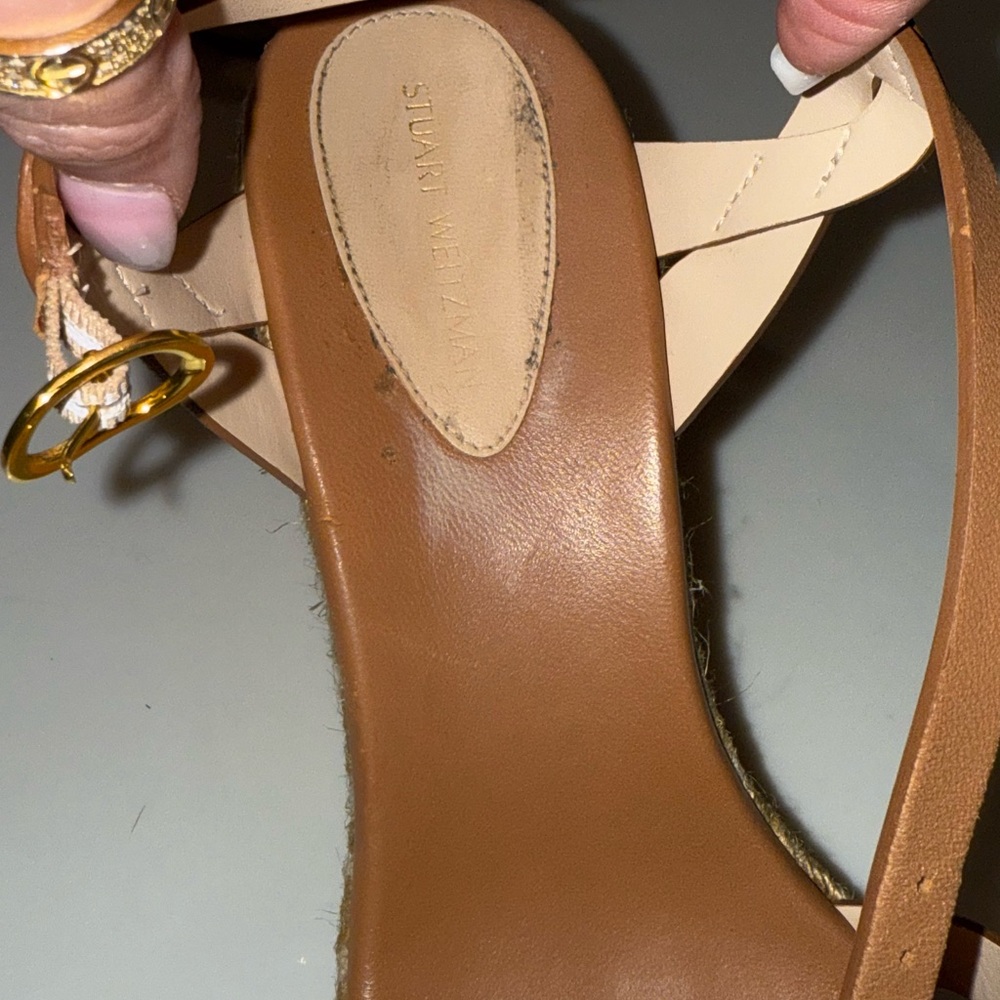 Like new Stuart Weitzman Brown Wedge Sandals - Picture 7 of 13